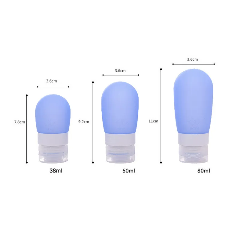 1Pc 38ml 60ml 80ml Empty Silicone Travel Packing Press Bottle For Lotion Shampoo Bath Small Sample Containers