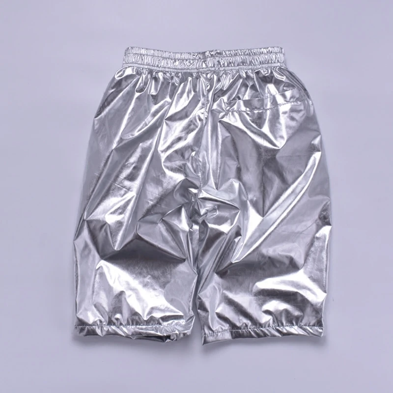 Fashion Men Shiny Metallic Shorts Night Club Dancing Wear Sexy Shorts Plus size 8XL Summer Motorcycle Metallic Short Pants X9097