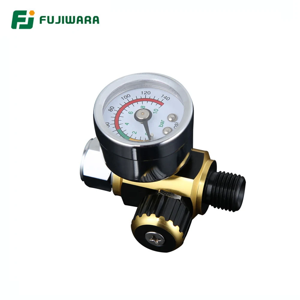 FUJIWARA Spray Gun Barometer Regulator Valve Environmental Protection Pressure Gauge  Air Inlet G1/4 Air Outlet G1/4