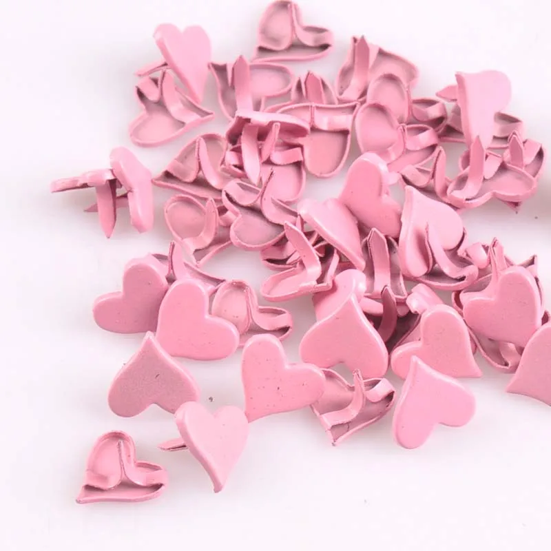 50PCs 11x8mm Mix Lovely Heart Brads Scrapbooking Embellishment Fastener Brads Metal Crafts For shoes Decoration CP1926