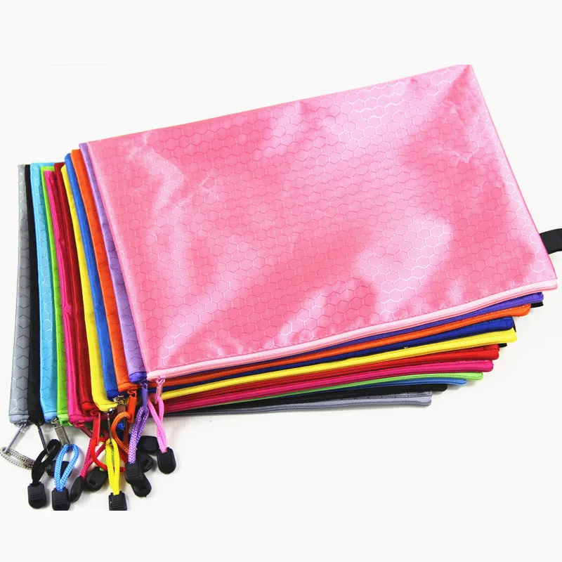 Waterproof  Zip Bag Plastic Document Pen Filing Products Pocket Folder Wallet Office School B4 A4 Size