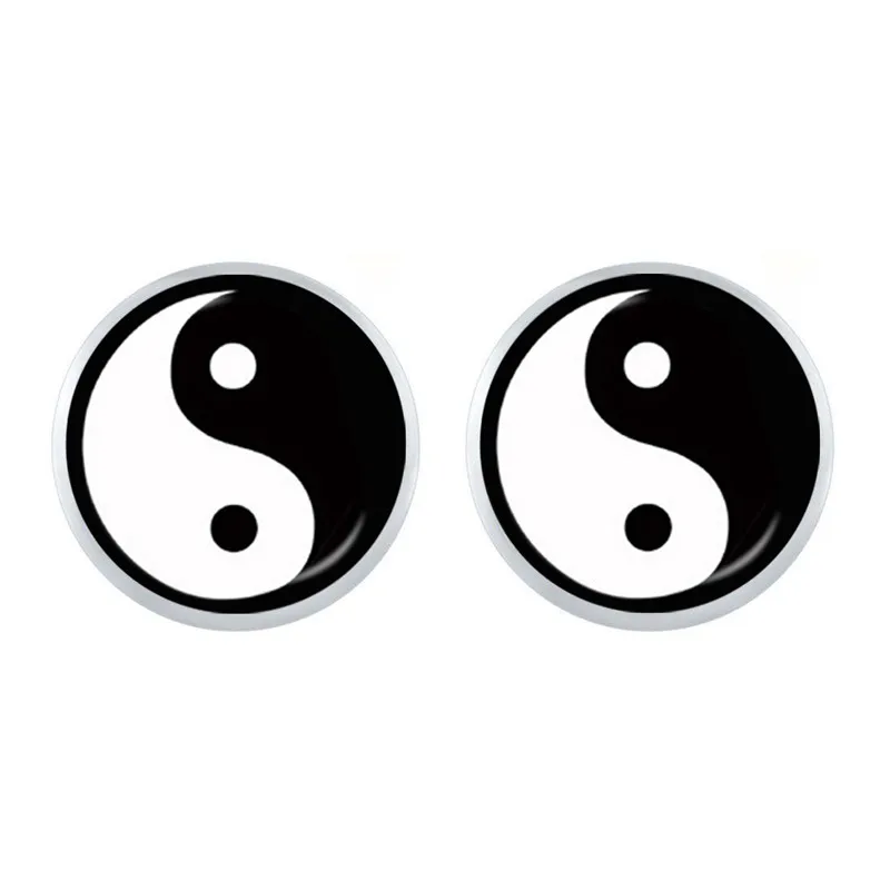 Le symbole noir et blanc bijoux Yin Yang verre boucles d'oreilles bijoux naturel rustique Boho Style symbolisant l'harmonie