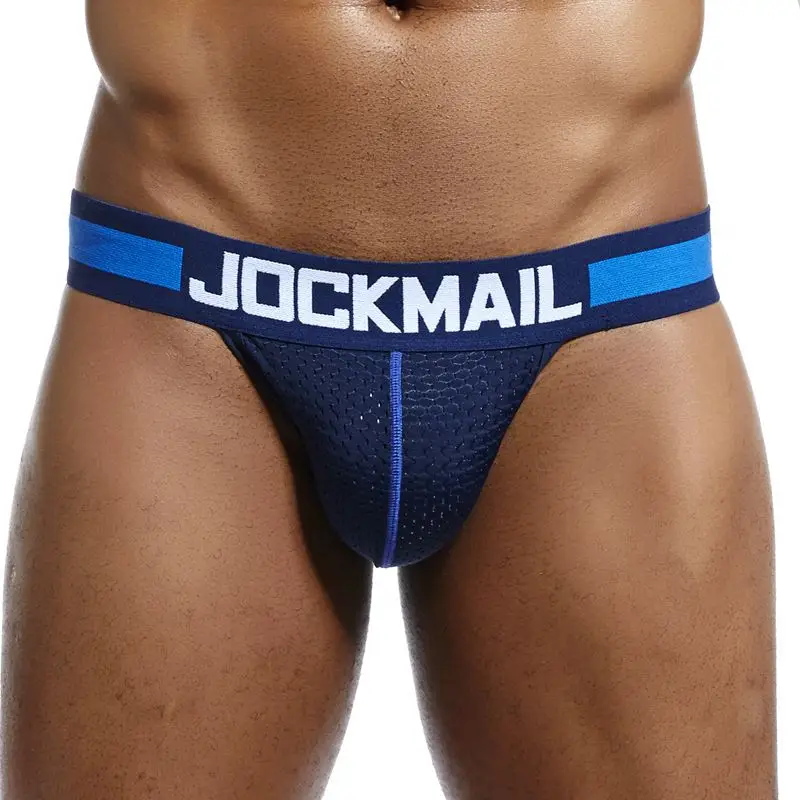 JOCKMAIL Sexy Men Underwear Men Jockstrap Mesh tanga hombre string homme Cueca sissy thong Mens briefs Gay Underwear Penis Pouch