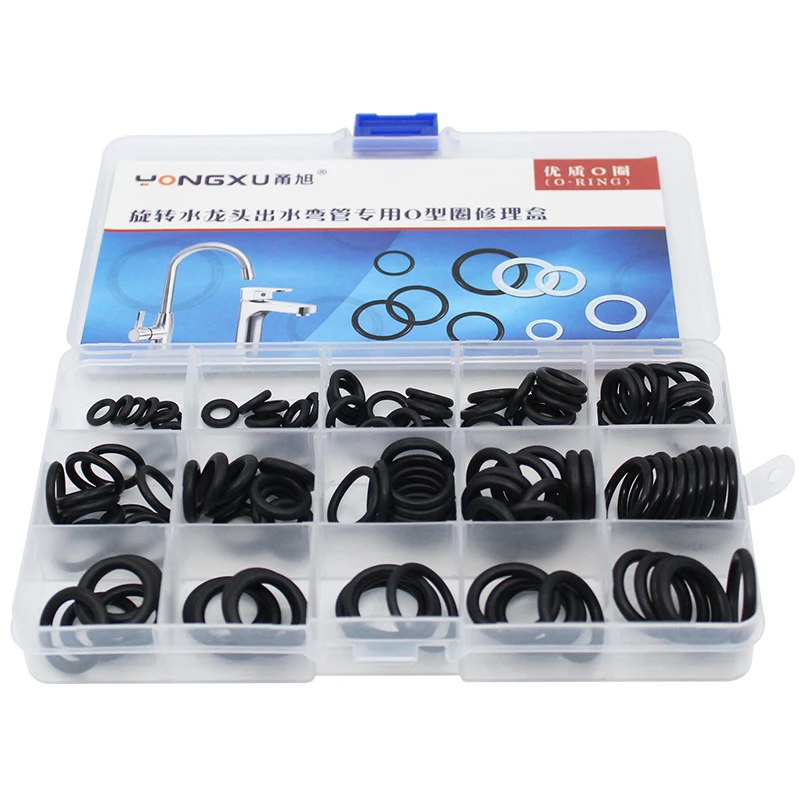 125pcs NBR O Rings Rubber Rotary Faucet Washer Sealing O-rings Assortment Nitrile O ring Seal Kit Swing Water-tap Gasket Set Box