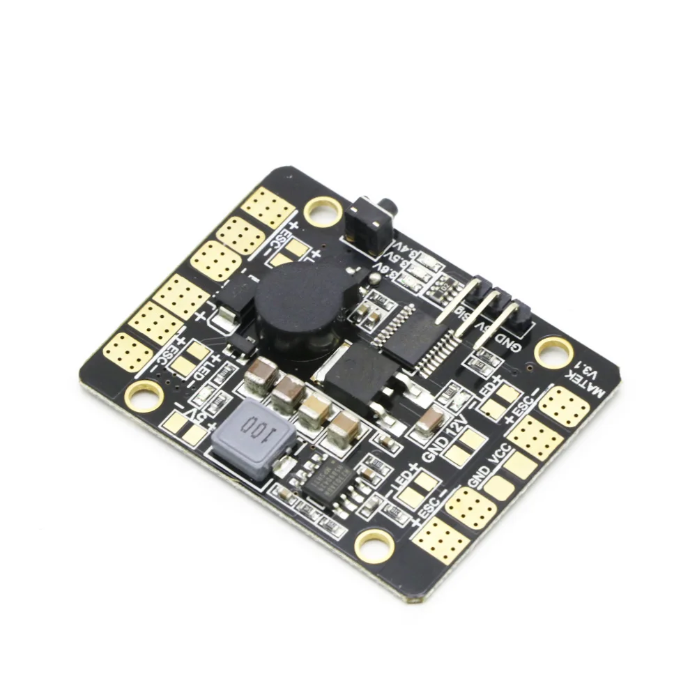 Matek 5in1 V3 Power Distribution Board / PDB Hub With Dual BEC-5V/12V LED Controller Tracker Low Voltage Alarm for FPV