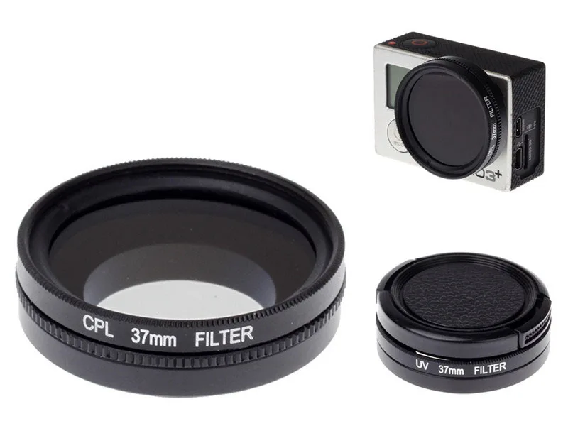 37mm CPL Circular Polarizer Filter + Alloy Adapter Ring  + Lens Cap filtor Protector for Gopro 3 3+ 4 Camera accessories