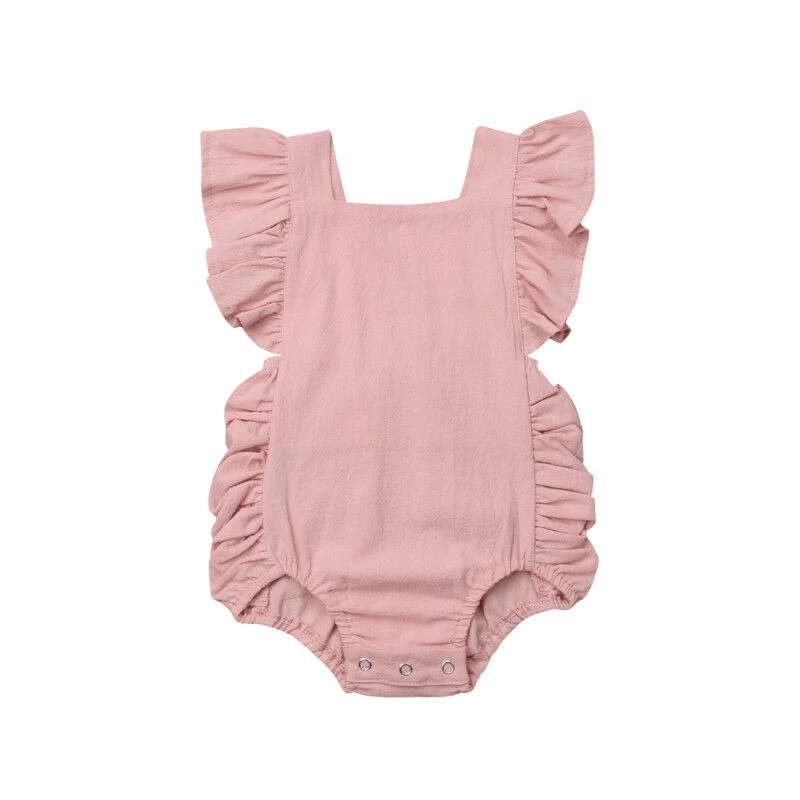 Candy Color Newborn Infant Baby Girl Solid Ruffle Sleeveless Romper Jumpsuit Outfits Sunsuit Baby Girl Cotton Clothing 0-24M