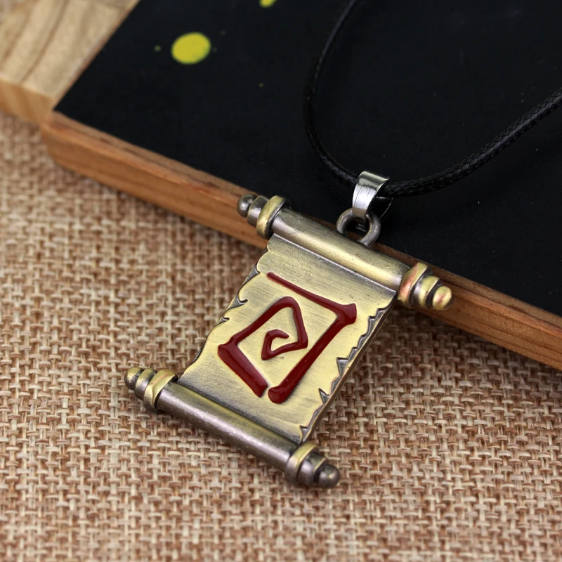 Fashion Jewelry Dota 2 Town Portal Transfer Scroll Necklace Colar Vintage Dota 2 Talisman of Evasion Pudge Magical Roll Pendant