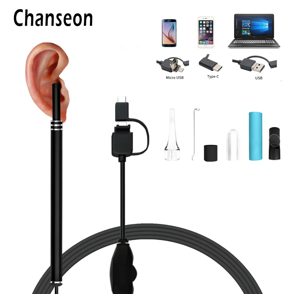 

3-in-1 USB Android Type-c Ear Cleaning Endoscope HD Visual Ear Spoon Multifunctional Earpick With Mini Camera Ear Health Care