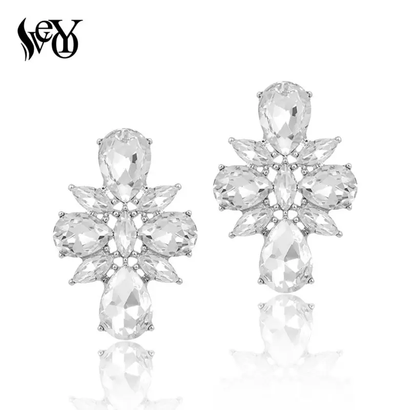 VEYO Geometric Crystal Stud Earrings for Women Fashion Jewelry Gifts