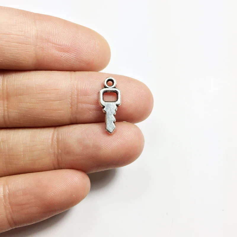 Eruifa 20 sztuk 12*6mm Mini kluczyk charms wisiorek biżuteria ze stopu cynku DIY ręcznie robione 2 kolory — zdjęcie 3
