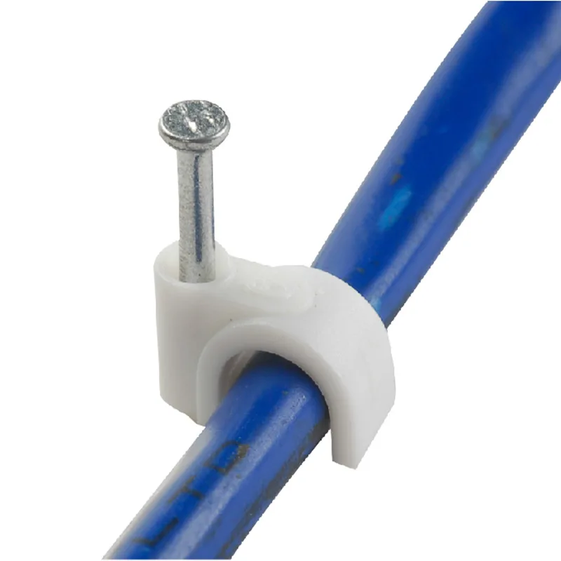 100pcs 14mm Diameter Plastic Circle Cable Nail Clips