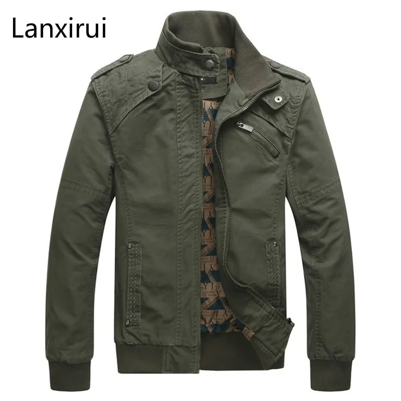 New Arrival Men's Fashion Casual Spring Autumn Jacket Cotton Stand Collar Coat 4 Colors MWJ166