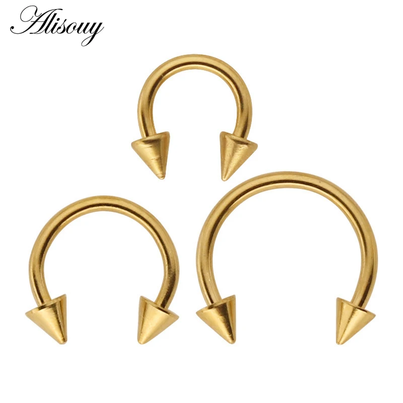 1pc Colorful Stainless Steel Horseshoe Spike Nose Septum Rings Eyebrow Tragus Ear Rings Body Piercing Nariz Jewelry Piercing