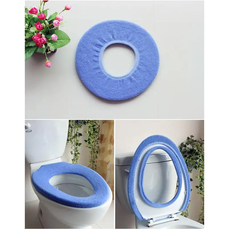 Warm Soft Washable Toilet Seat Cover Mat Set Bathroom Warmer Cloth Comfortable Toilet Mat