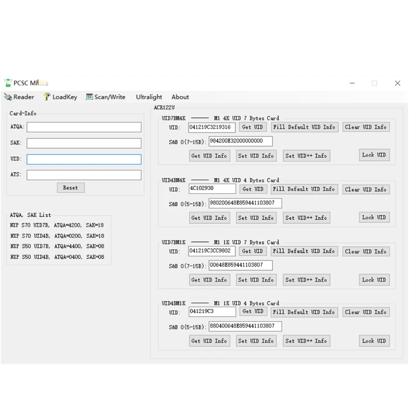 ACR122U nfc 13.56Mhz rfid Reader Writer Read Write 7 byte UID Chanegable Zero Sector 0 block Writable Card+GUI ,PCSC MF Software