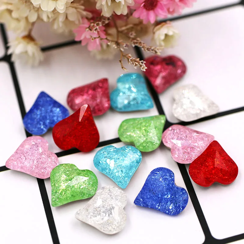 K9 high quality 12x13mm Ice flower crystal strass glass Heart shape pointback rhinestones diy shoes bags Hair clip