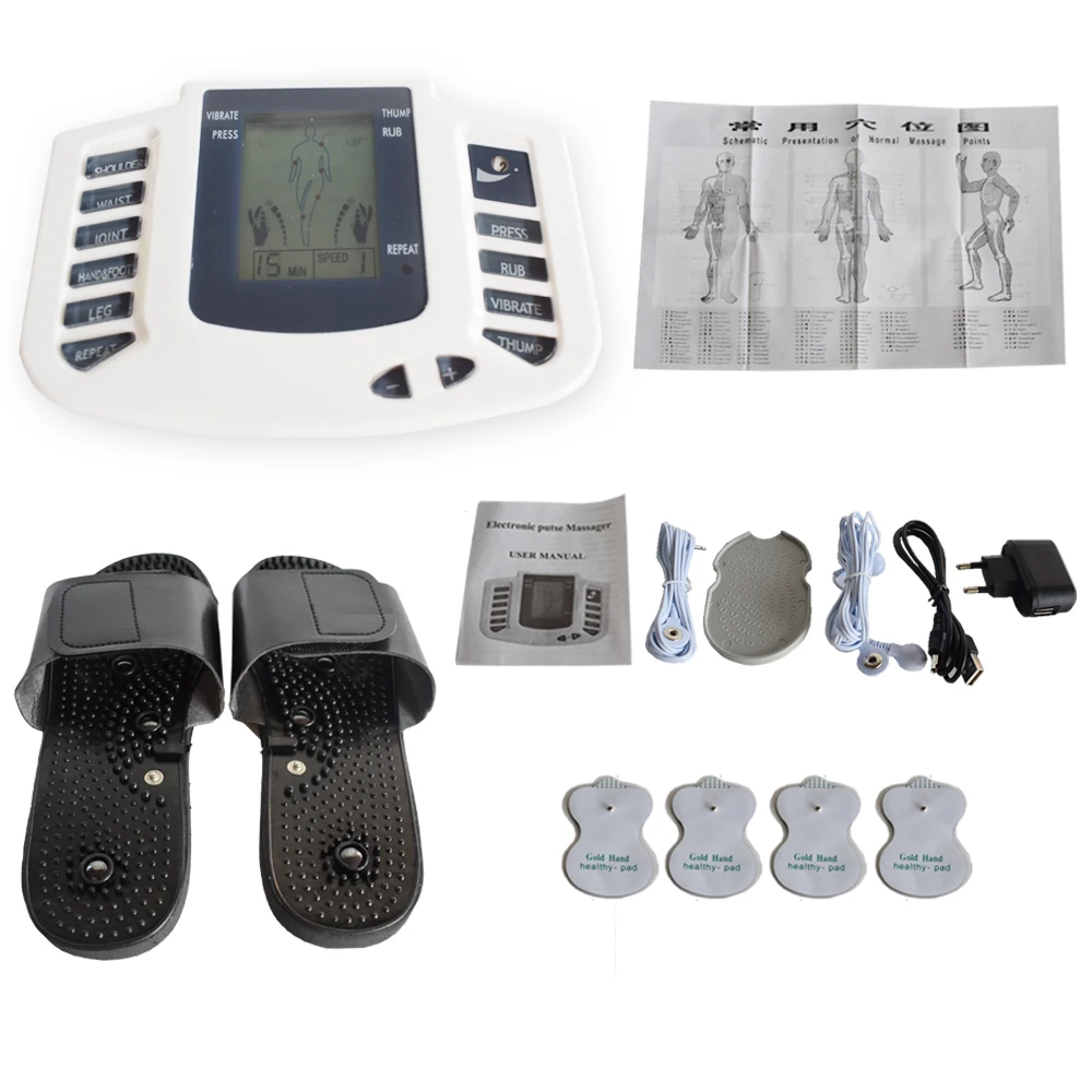 

Multi-function Electronic Pulse TENS Massager LCD Digital Physiotherapy Full Body Relax Muscle Therapy Stimulator Slippers+Pads