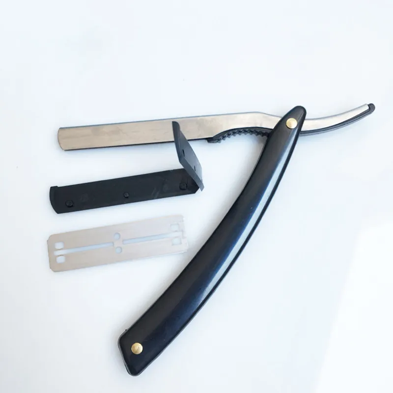 

New Black Straight Edge Stainless Steel Barber Razor Shaving Shave New Folding Shaving Razor