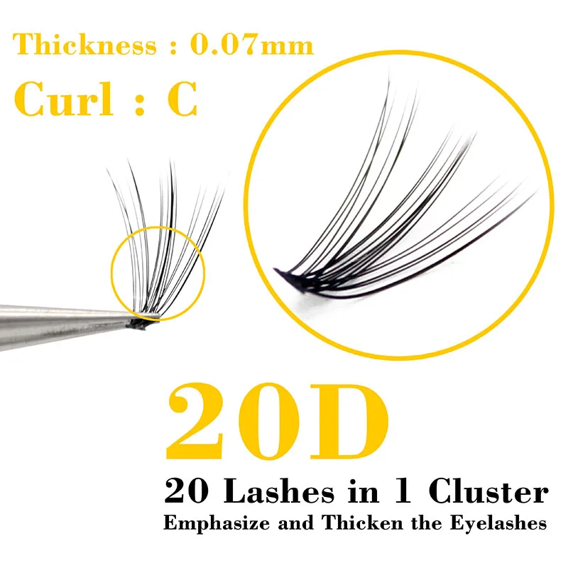 Kimcci 20D Natural Long Individual Eyelash Extension Cluster Faux Eyelashes 60 Bundles/box Professional Makeup Mink Flare Lashes