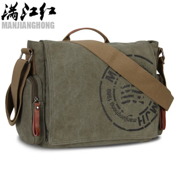 MANJIANGHONG Vintage men\'s Messenger bag man Handbag Canvas Shoulder postman Bag Men casual Crossbody Printing Messenger bags