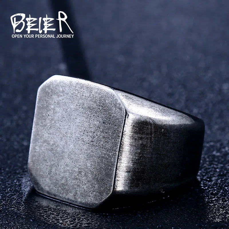 Beier Vintage 316L Stainless Steel Ring Top Quality Old Style Simple Ring For Men Antique Fashion Jewelry LLBR8-453R