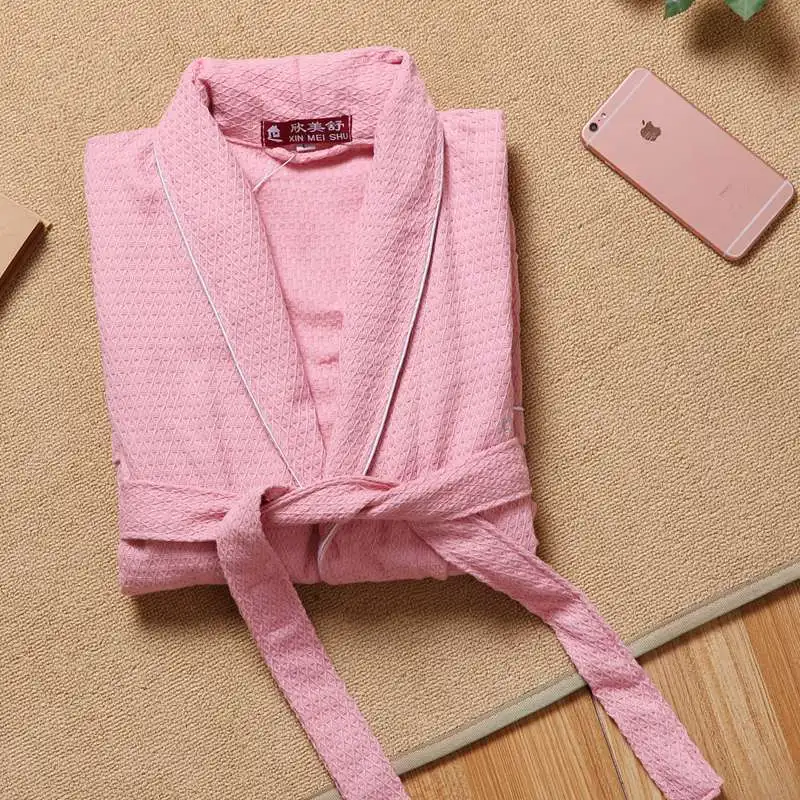 Summer Bathrobe Women Kimono Bride Bathrobe Sexy Waffle Ladies Pajamas Mens Dressing Gowns Bathrobe Male Femme Nightgown