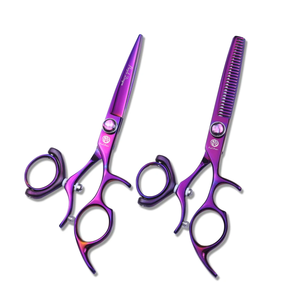 6 inch Hot Titanium Purple Flying Shears Swivel Thumb Shears Rotary Hair Scissors Hairdressing Fly Scissors Hairdresser Suppli