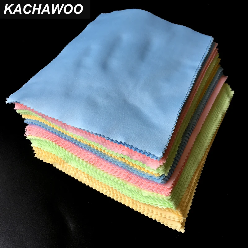 Kachawoo-ستوكات تنظيف القماش 175 مللي متر x 145 مللي متر ، عالية الجودة متنوعة اللون اكسسوارات للنظارات ، 100 قطعة