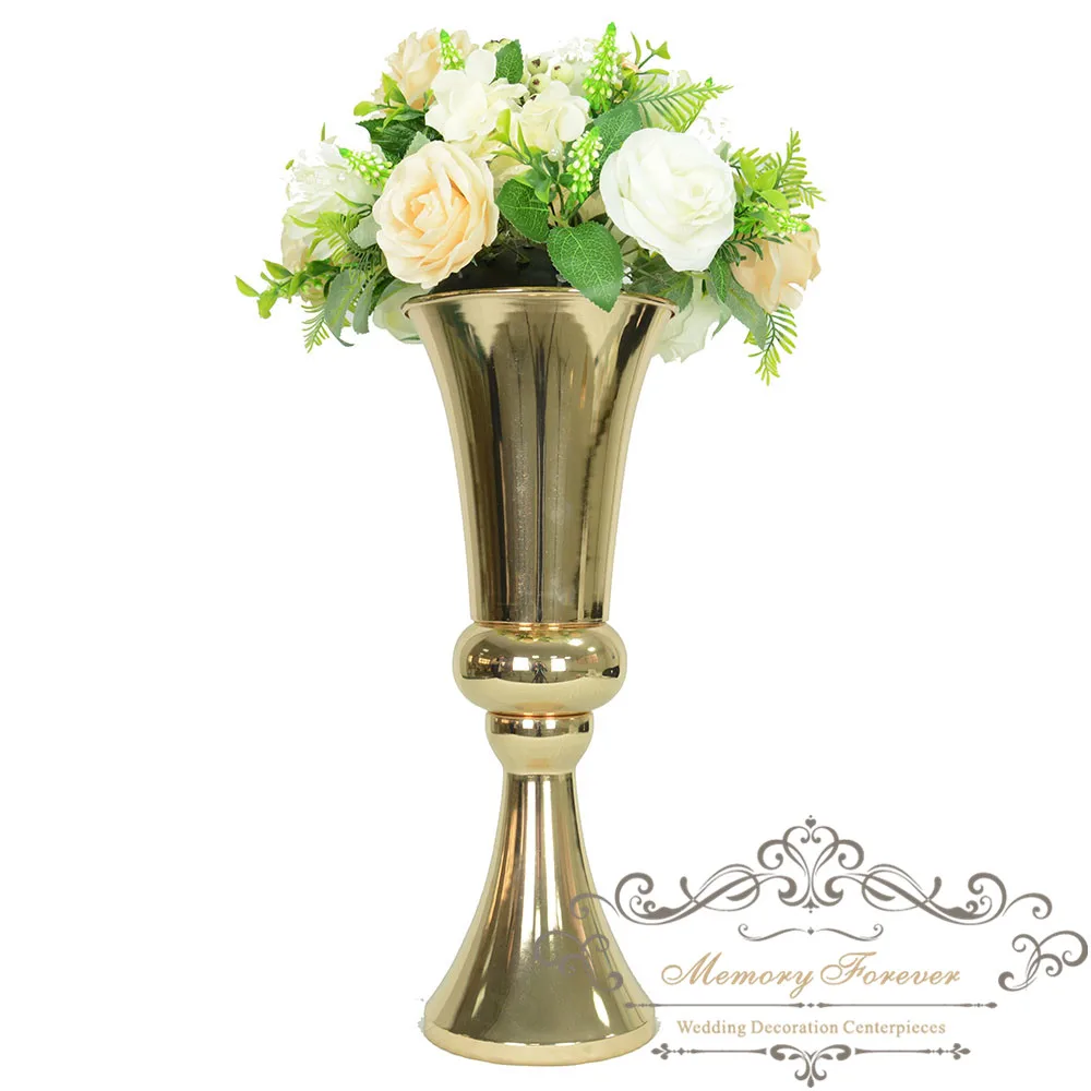 50cm Tall Latest Wedding Trumpet Vases Table Centerpiece Vase Large Mouth Flower Rack Marriage Decoration