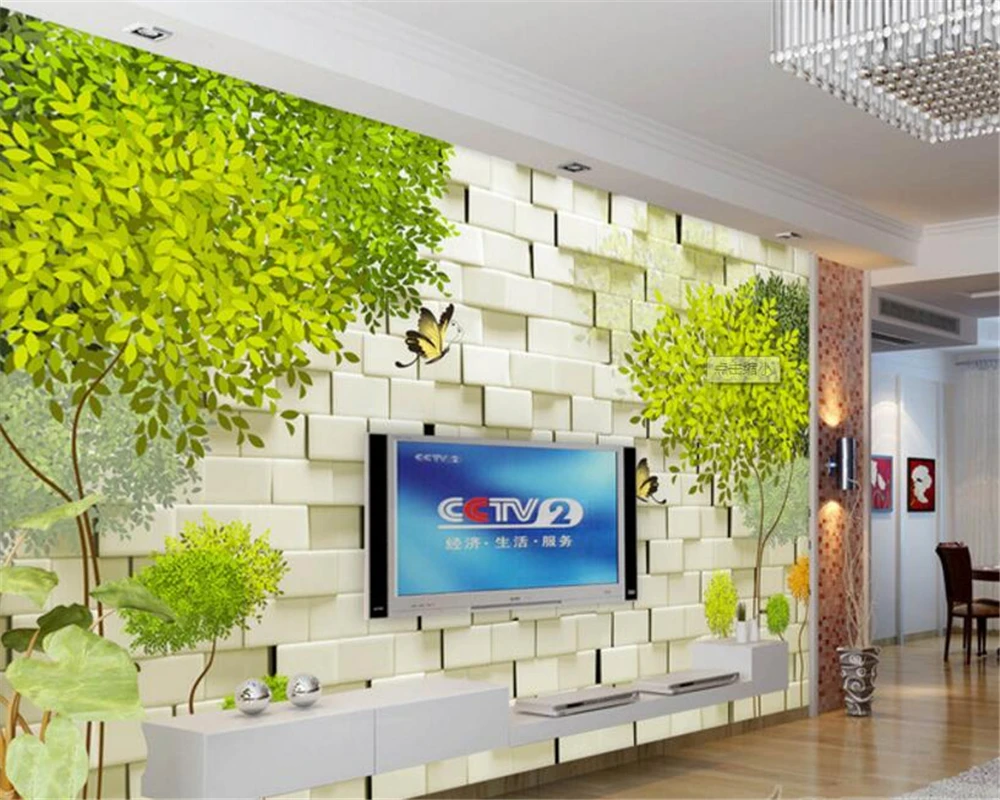 

Beibehang 3d wallpaper fresh abstract tree brick wall 3D stereo TV background wall furniture dress mural wallpaper for walls 3 d