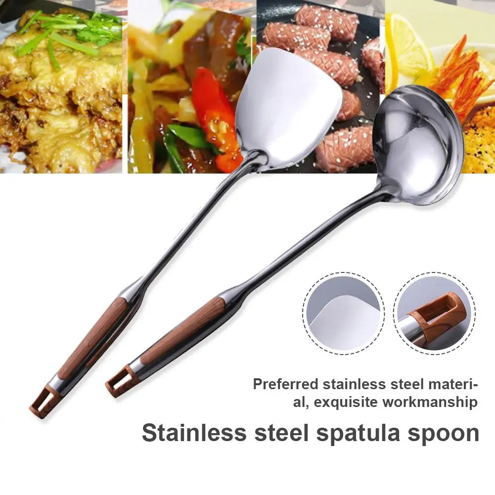 New Durable Portable Stainless Steel Non-stick Turner/Ladle Food Wok Spatula Spoon Kitchen Tools Cooking Utensil Cookware