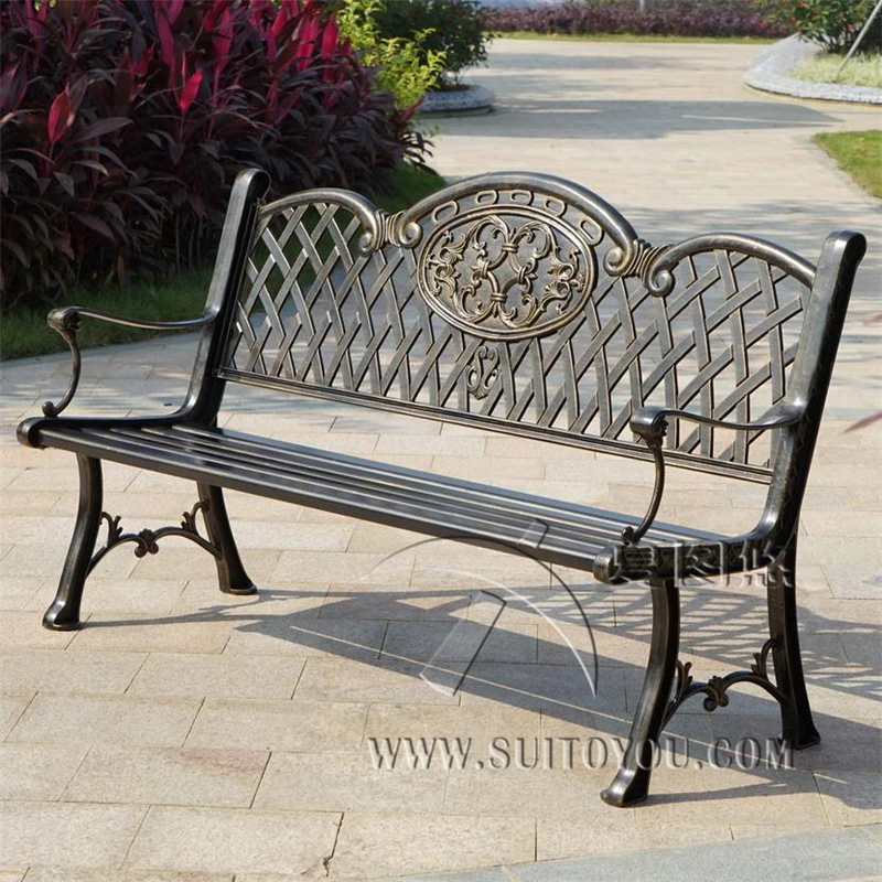 

59 inch 3 person backrest Solid cast aluminum bench Public chair park chair garden chair Stree bench bronze color good quality