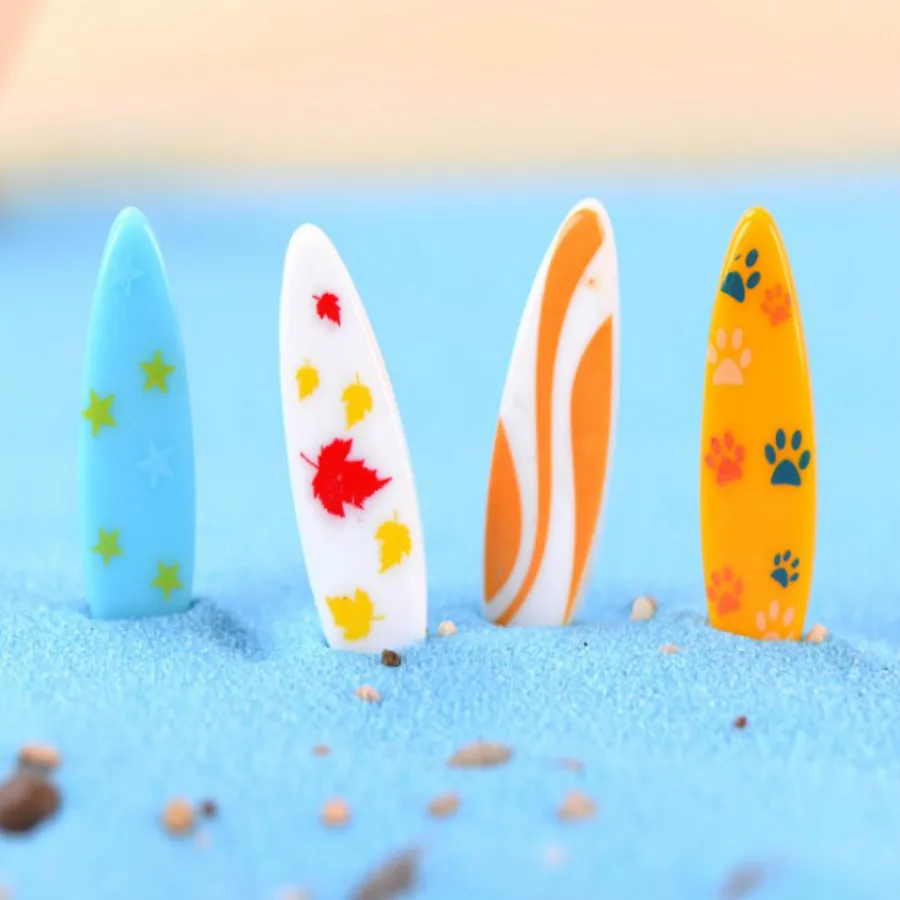 Planche de surf de Style méditerranéen, Micro paysage, artisanat en résine, petits ornements, accessoires de plage, DIY, 10 pièces/lot