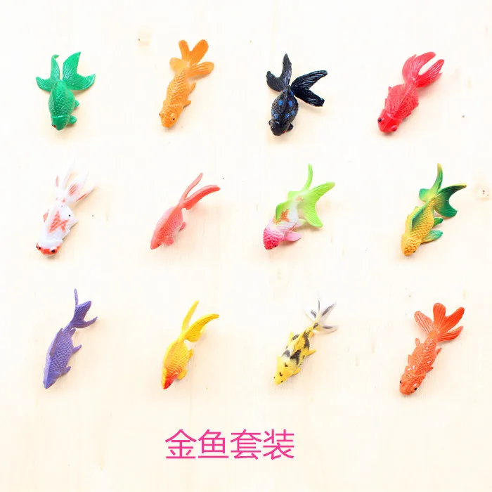 Hard plastic simulation goldfish model marine animal biological early education with ornamental toys to prepare props set