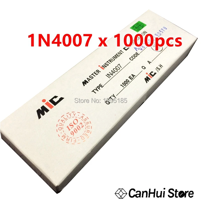 

Диоды выпрямителя 1000 IN4007 1N4007 1A/1000V DO-41 MIC