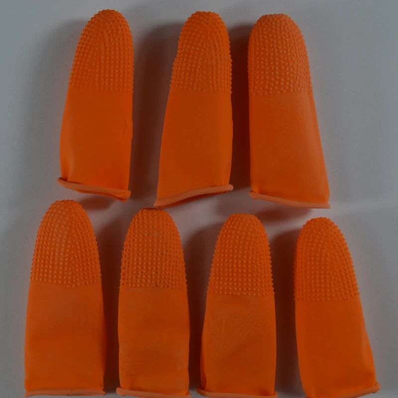 

100pc pure natural latex powder-free finger cot Anti static Protective Fingertip Non-slip cots color Orange ESD work Gloves