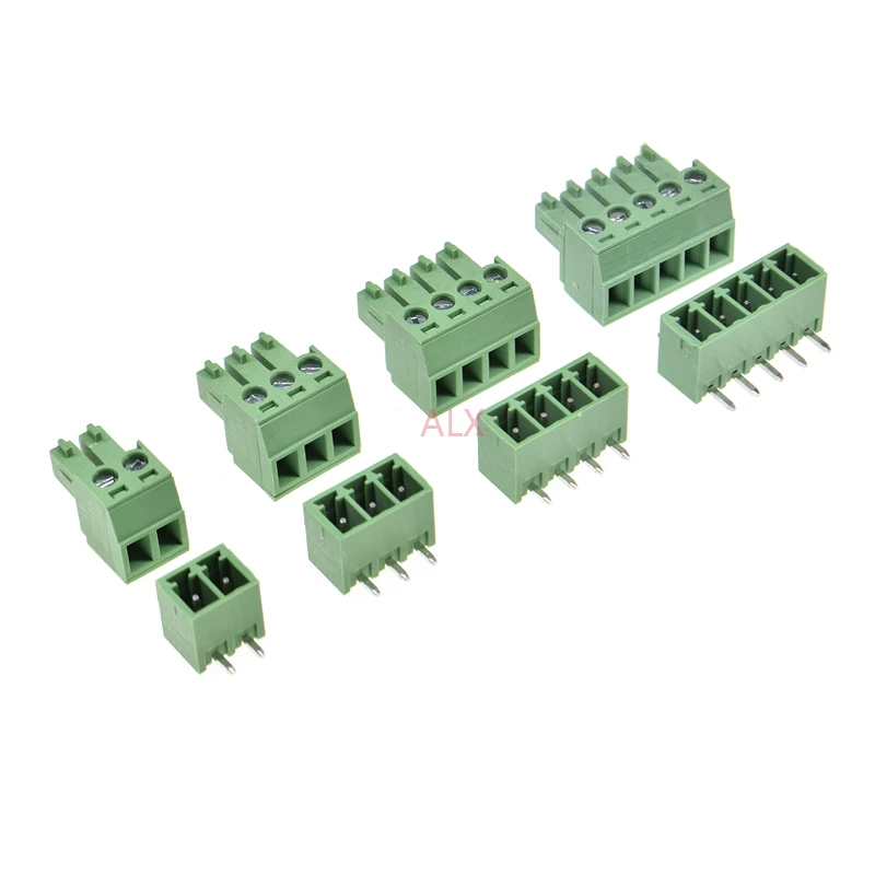 5/10Set 15Edg 2/3/4/5/6/7/8/9 Pin Right Angle Screw Terminal Block Connector 3.81mm Pitch Plug+Pin Header Socket 2p 3p 4p 5p 6p