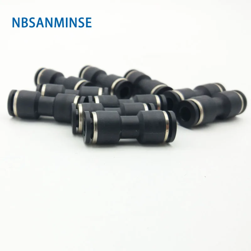 10Pcs/lot PUC 4 6 8 10 12 16 mm Union Straight Air Plastic Fitting Pneumatic Fitting NBSANMINSE