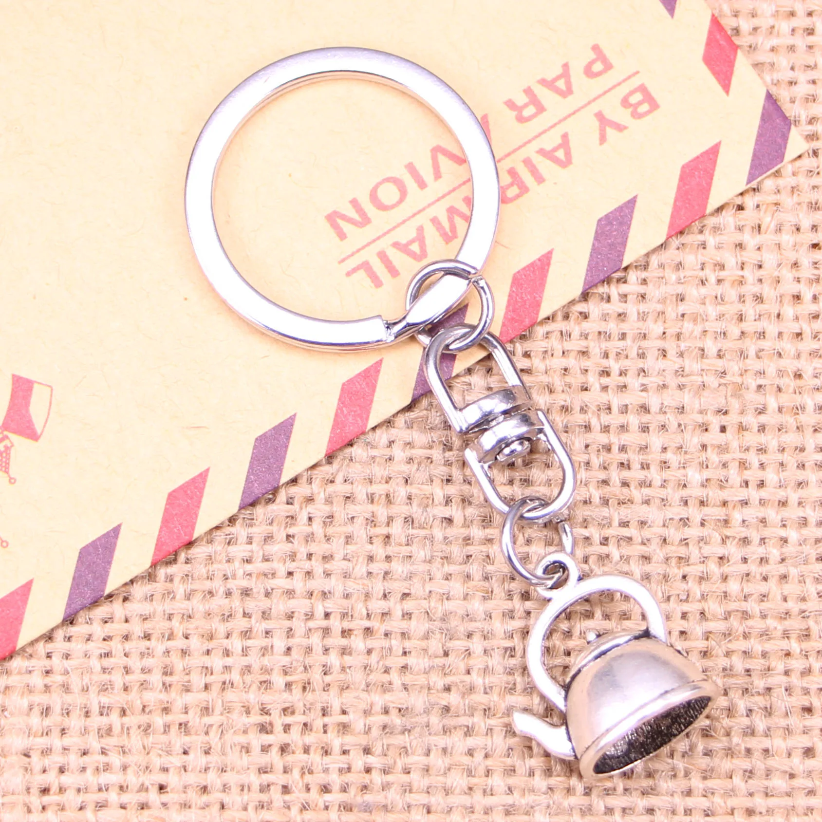 20pcs New Fashion Keychain 20x17x10mm teapot kettle Pendants DIY Men Jewelry Car Key Chain Ring Holder Souvenir For Gift