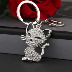 2017 pieces of crystal rhinestone charm women handbags metal key chain key ring pendant keychain YSK071 cat pack