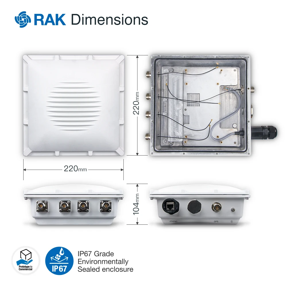 Outdoor Gateway Enclosure | Die-Cast Aluminum | NEMA-67,  Designed to withstand the toughest environments | RAKwireless