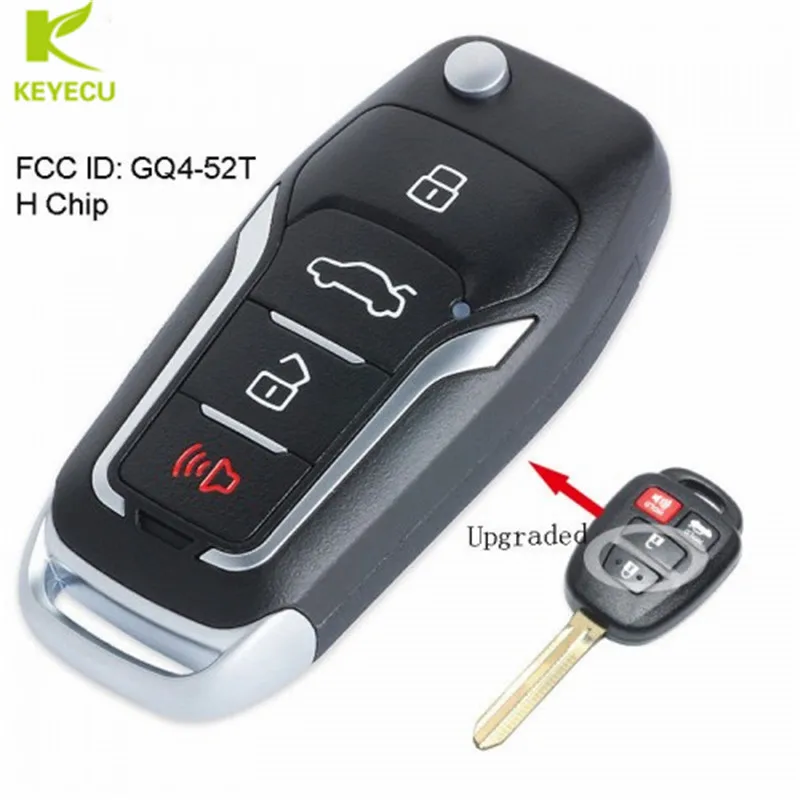 

KEYECU Replacement Upgraded Remote Key Fob for Toyota RAV4 Highlander 2014 2015 2016 for 4 Button Remote GQ4-52T With H Chip