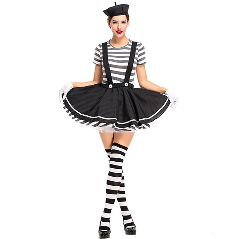 

Женский костюм криминального заключенного на Хэллоуин, женский акробатический цирковой клоун, косплей, карнавал, Пурим, ночной клуб, вечернее платье для ролевых игр