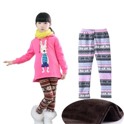 2023 New Winter Girls Leggings Cotton Plus Thick Velvet Warm Carton Girls Pants 3-10 Years Children's Pants