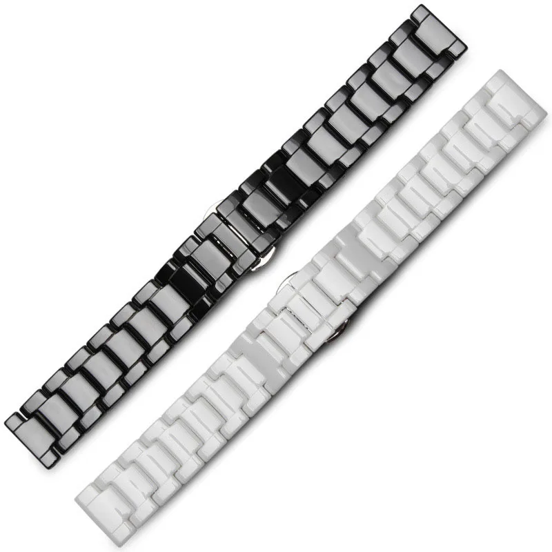 Ceramic Watch Bracelet 14mm 16mm 18mm 20mm 22mm Watchband White Black Ceramic Strap universal Wristwatches Band