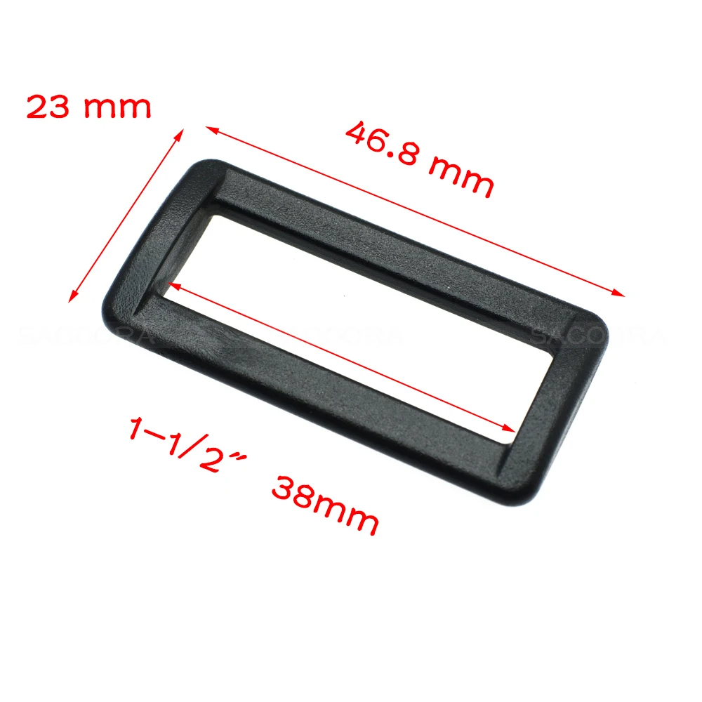 2pcs Plastic Loops Adjustable Buckles Belt buckle Belt Loop Rectangle Rings Package accessories Black