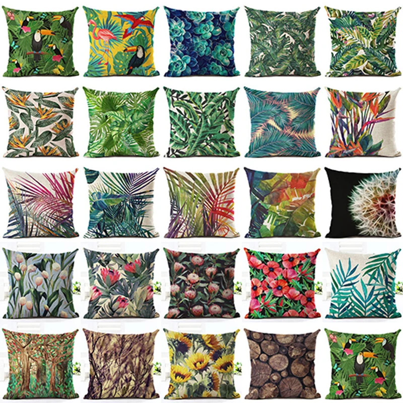 

baby pillow cases good quality pillowcase green print pillowcases Tropical Green Plant Leaves Flower Linen Cover Pillow Case