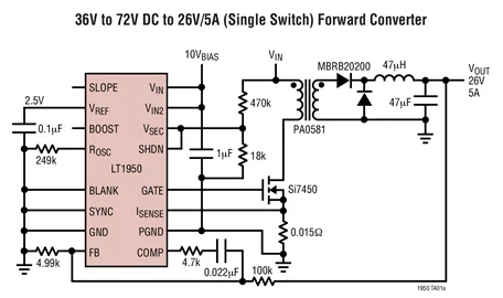 LT1950EGN LT1950IGN LT1950 - คอนโทรลเลอร์ PWM สวิตช์เดี่ยวพร้อมตัวแปลงเสริม Boost