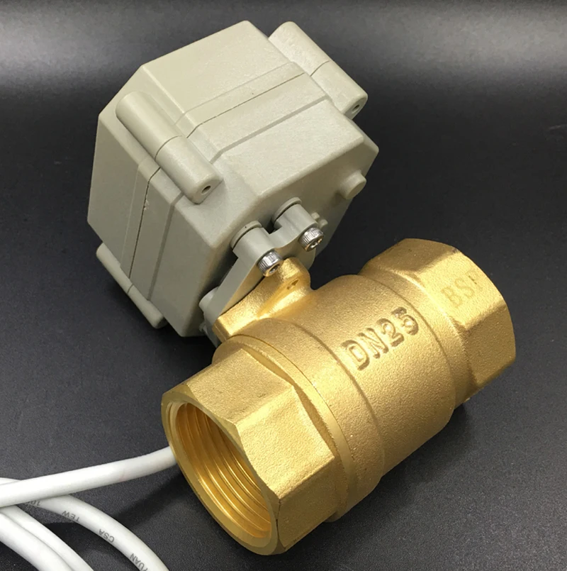 Normal open/closed valve brass 1'' DN25 electric motorized valve AC110V-230V 2 wires or 5 wires on/off 5 sec metal gear